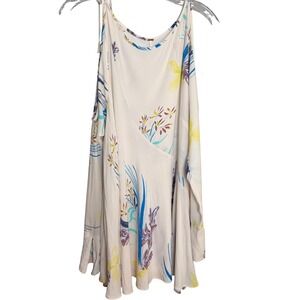 Free People Cold Shoulder Floral Tunic Top Womens XS Cream Boho Long Sleeve